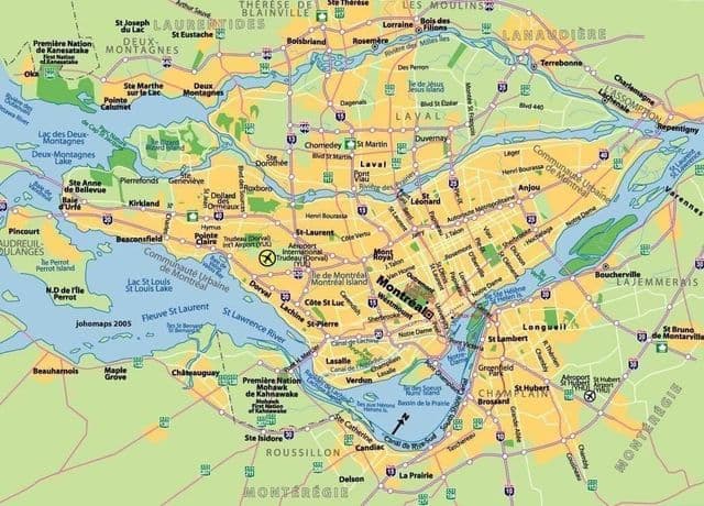 Mapa dos aeroportos de Montreal