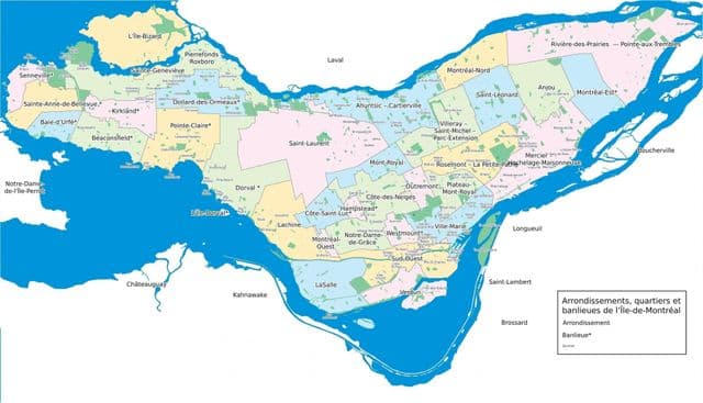 Mapa dos bairros de Montreal